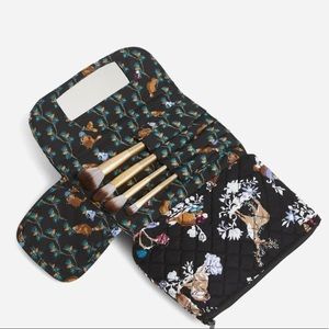 NWT Brush and Cosmetic Case in Merry Mischief